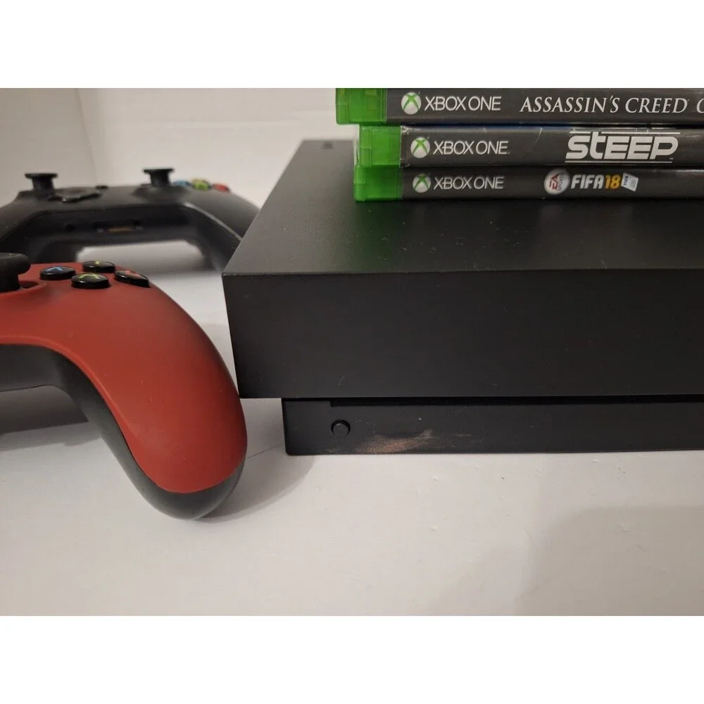 Microsoft Xbox One X Console 1TB 1787 BUNDLE 2 Controllers, Power Cords, 5 Games